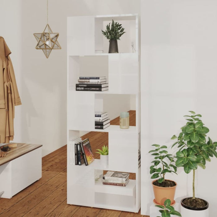 Book Cabinet Room Divider Glossy Look White Nbkbkp