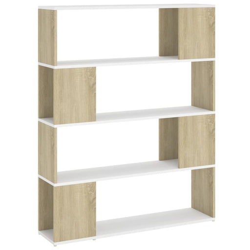 Book Cabinet Room Divider White And Sonoma Oak 100x24x124