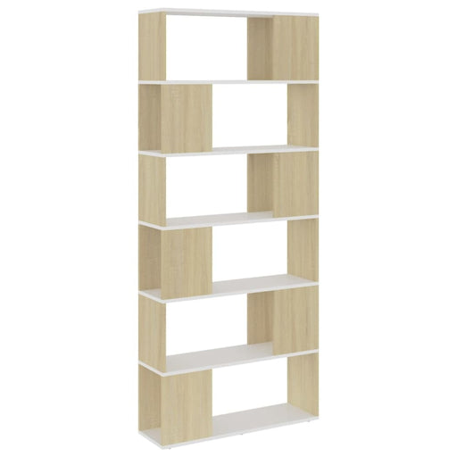 Book Cabinet Room Divider White and Sonoma Oak 80x24x186 Cm