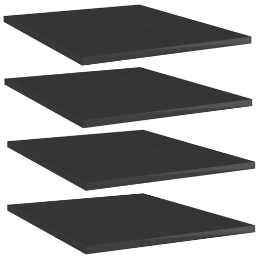 Bookshelf Boards 4 Pcs Glossy Look Black Chipboard Nbpokn