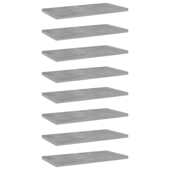 Bookshelf Boards 8 Pcs Concrete Grey 40x20x1.5 Cm Chipboard