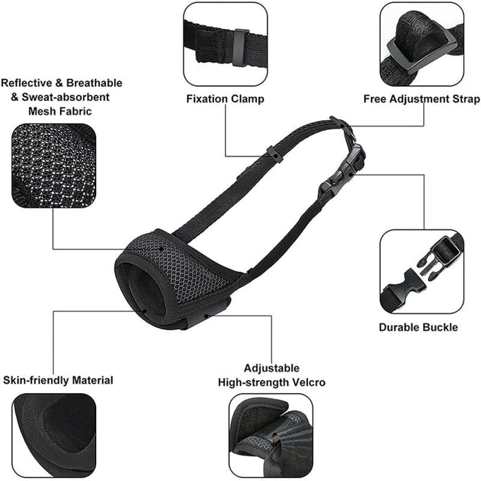 Breathable Reflective Soft Nylon Mesh Pet Muzzle for Small