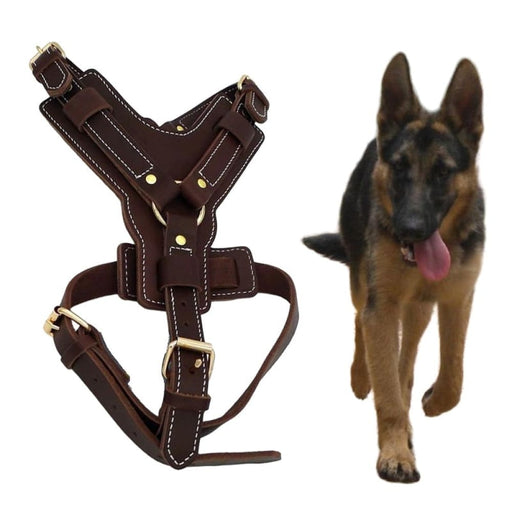 Brown Real Leather Harness Vest With Adjustable Strap