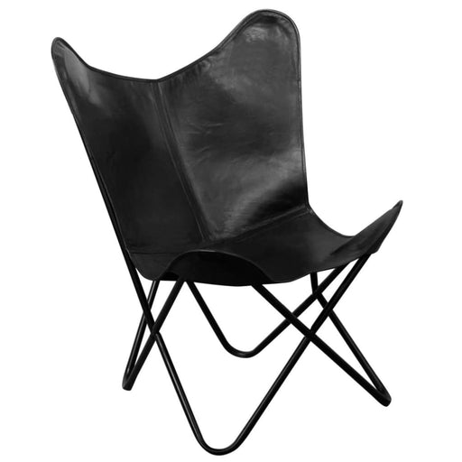 Butterfly Chair Black Real Leather Gl866695
