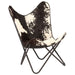 Butterfly Chair Black And White Genuine Goat Leather Gl85669