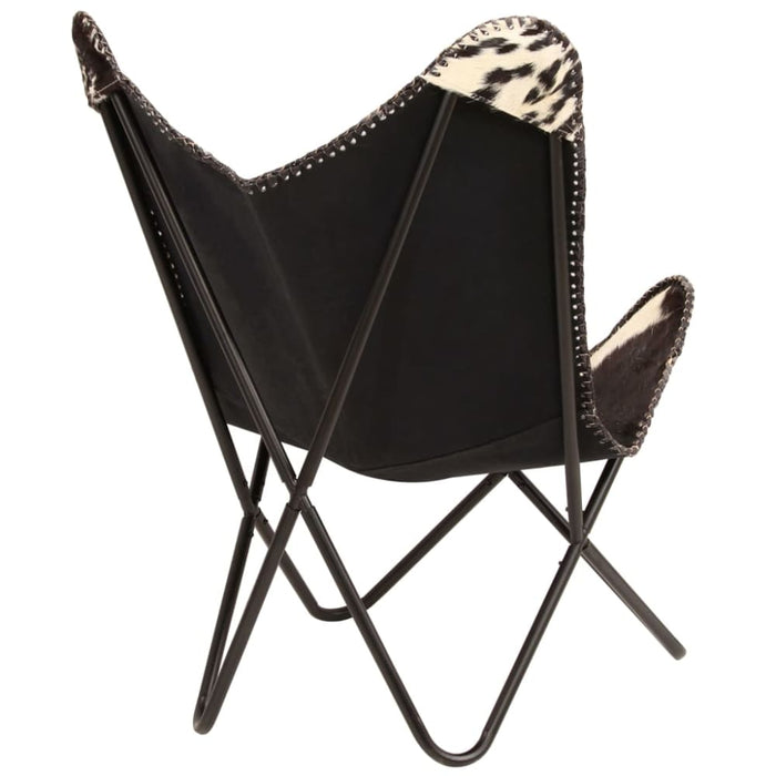 Butterfly Chair Black And White Genuine Goat Leather Gl85669