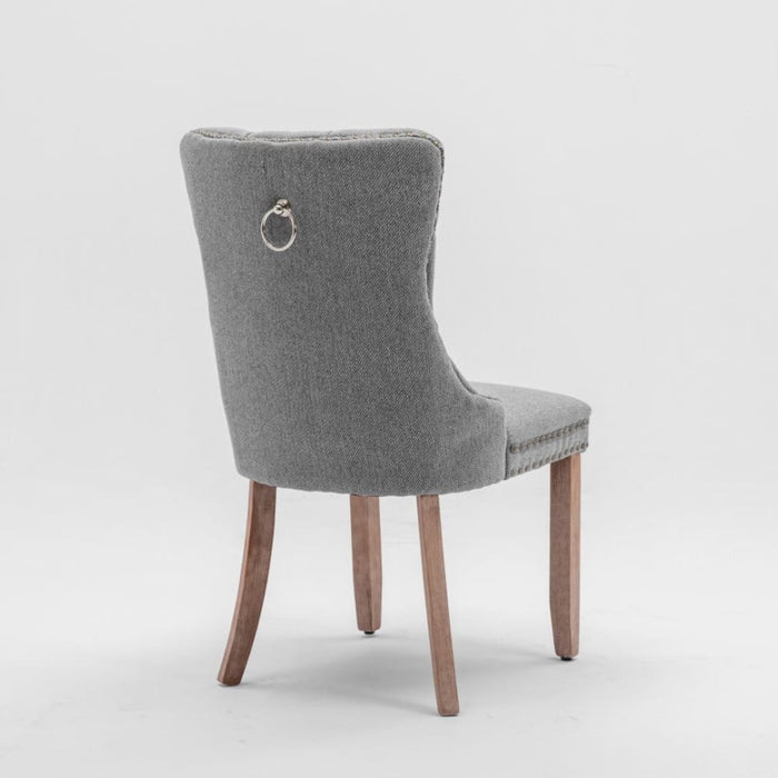 Button-tufted Upholstered Linen Fabric with Studs Trim