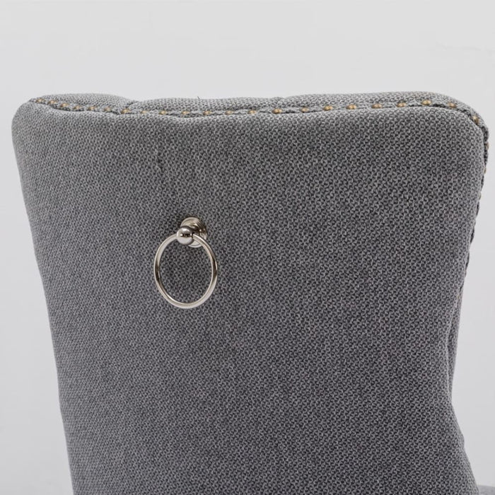 Button-tufted Upholstered Linen Fabric with Studs Trim