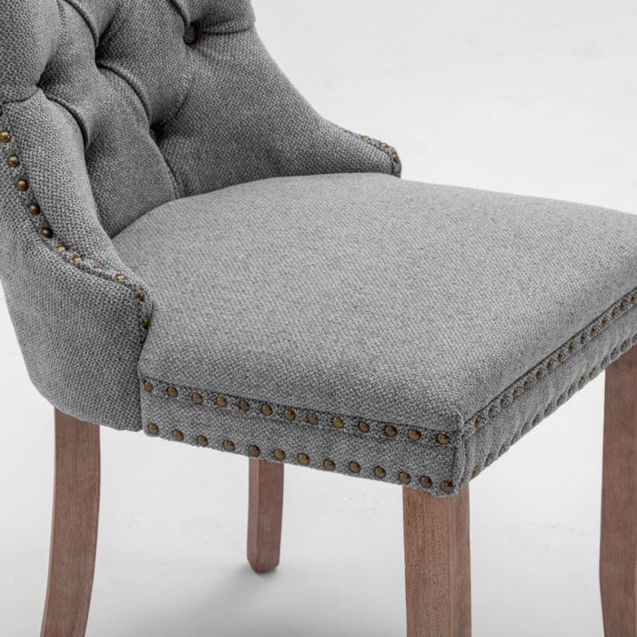 Button-tufted Upholstered Linen Fabric with Studs Trim