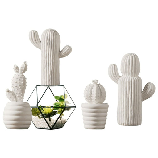 Cactus Figurines Home Decoration Ceramic Statue Office