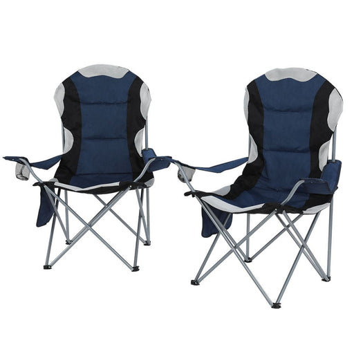 2x Camping Chairs Folding Arm Chair Portable Garden Fishing