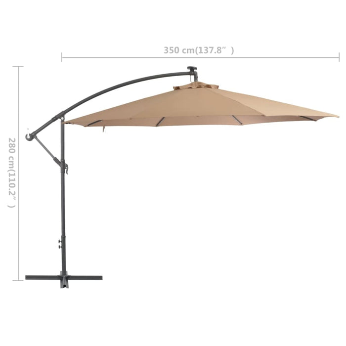 Cantilever Umbrella With Led Lights And Metal Pole 350 Cm