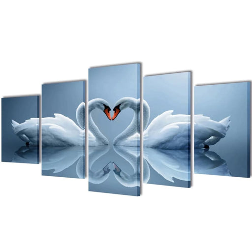 Canvas Wall Print Set Swan 200 x 100 Cm Xaoplk