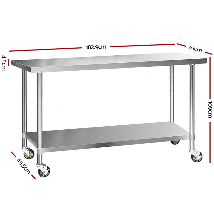 Cefito 304 Stainless Steel Kitchen Benches Work Bench Food