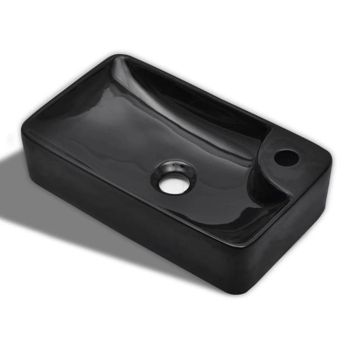 Ceramic Bathroom Sink Basin With Faucet Hole Black Oaoktp
