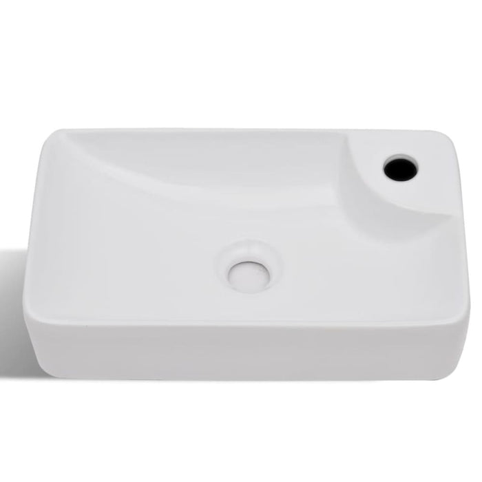 Ceramic Bathroom Sink Basin With Faucet Hole White Oaokta