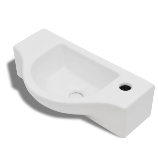 Ceramic Bathroom Sink Basin with Faucet Hole White Oaoktb