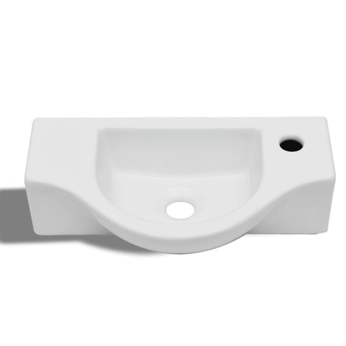 Ceramic Bathroom Sink Basin with Faucet Hole White Oaoktb