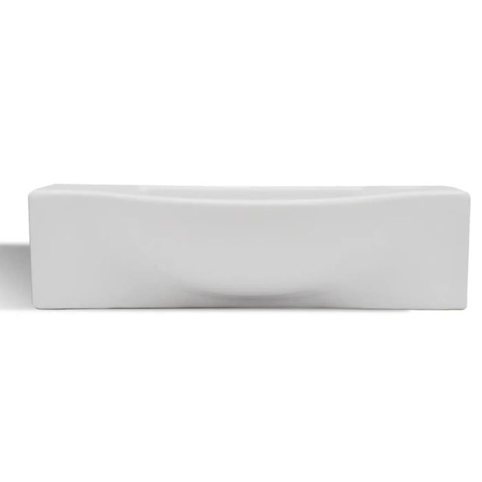 Ceramic Bathroom Sink Basin with Faucet Hole White Oaoktb
