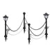 Chain Fence With Solar Lights Two Led Lamps Poles Abnln