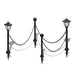 Chain Fence with Solar Lights Two Led Lamps Poles Abnln