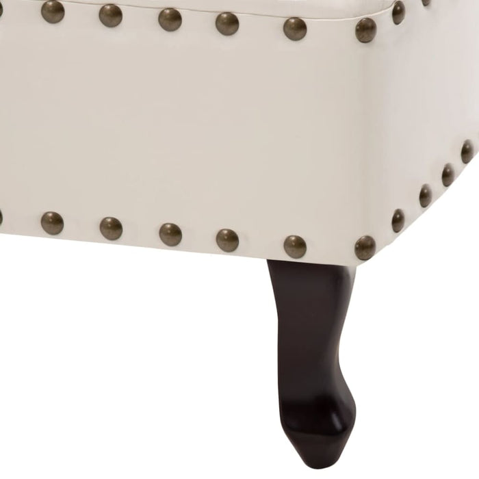 Chaise Longue Cream White Faux Leather Lbint