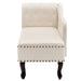 Chaise Longue Cream White Faux Leather Lbint