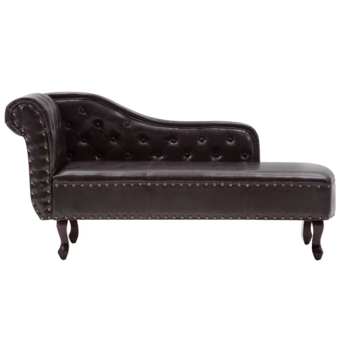 Chaise Longue Dark Brown Faux Leather Lbinx