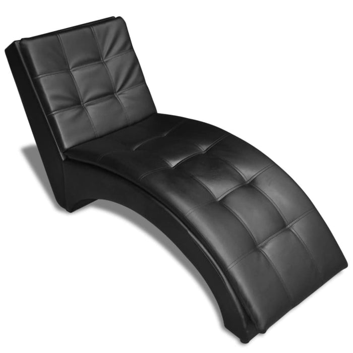 Chaise Longue With Pillow Black Faux Leather Gl60516