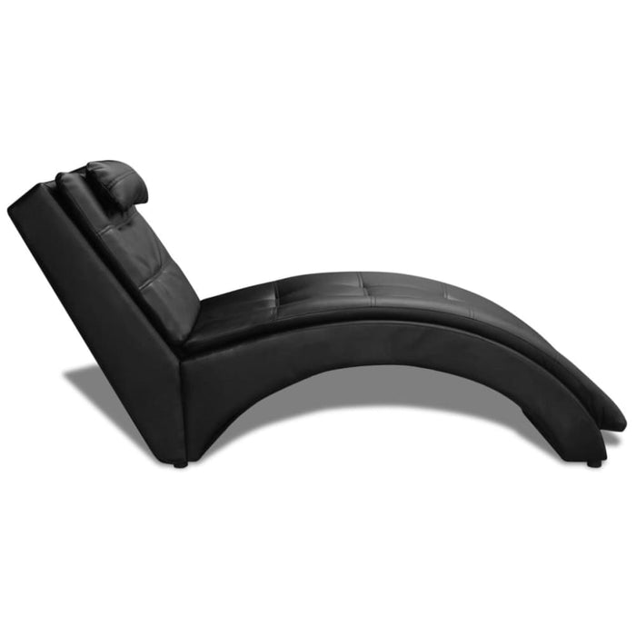 Chaise Longue With Pillow Black Faux Leather Gl60516