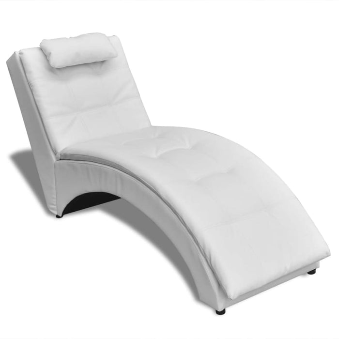 Chaise Longue With Pillow White Faux Leather Xaxxoi