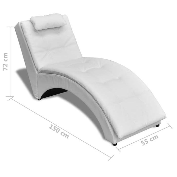 Chaise Longue With Pillow White Faux Leather Xaxxoi