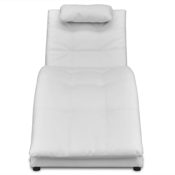 Chaise Longue With Pillow White Faux Leather Xaxxoi