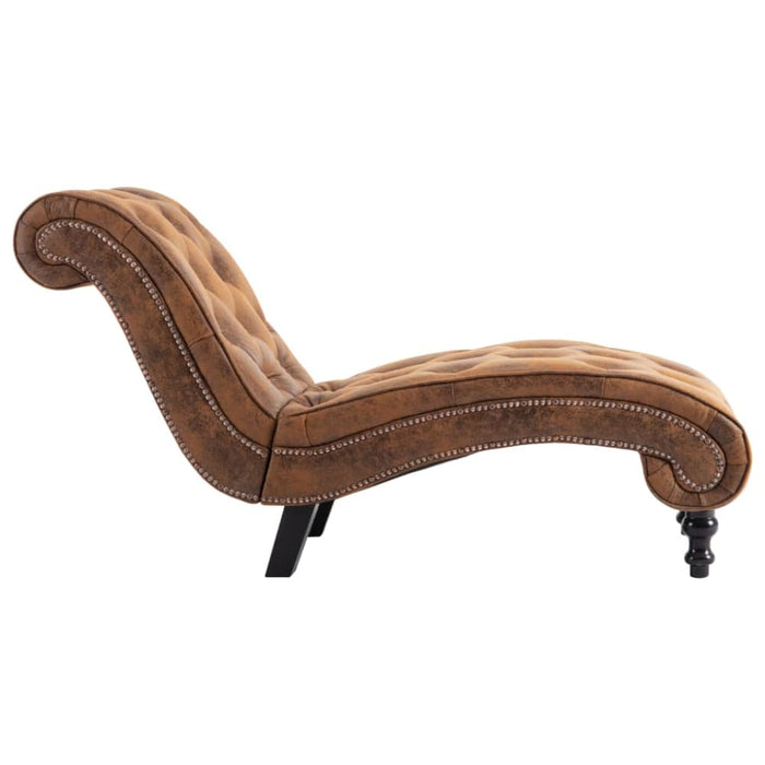 Chaise Lounge Brown Faux Suede Leather Gl6076