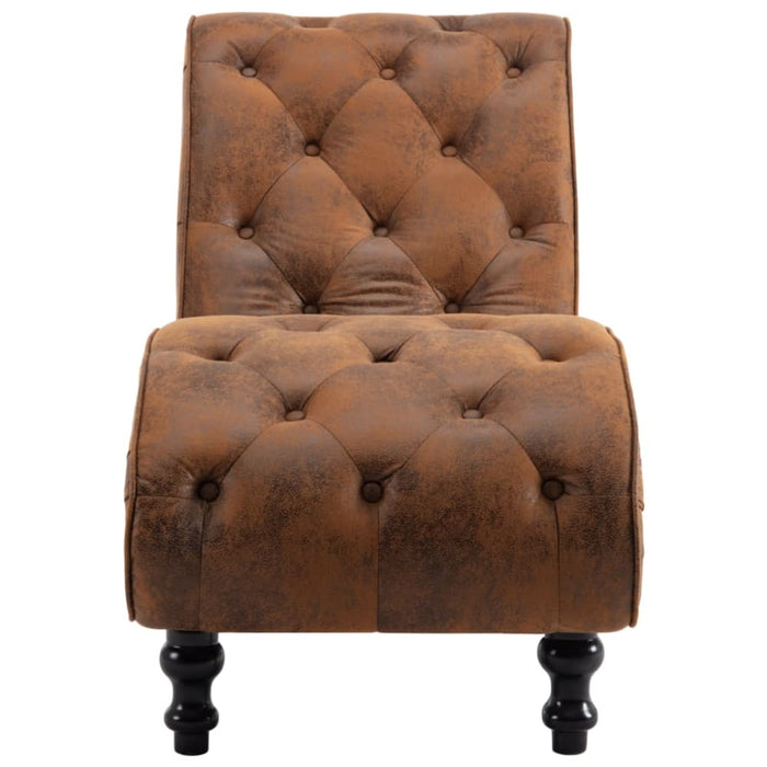 Chaise Lounge Brown Faux Suede Leather Gl6076