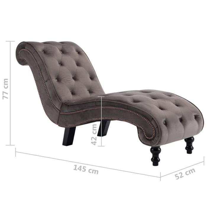 Chaise Lounge Grey Velvet Xanlbk