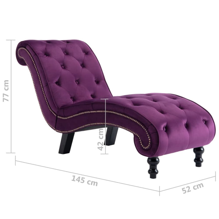 Chaise Lounge Purple Velvet Xanlox