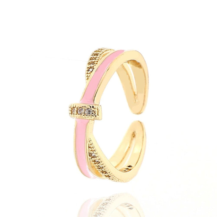 Chic Cross Thin Finger Rings With Shine Crystal Stone