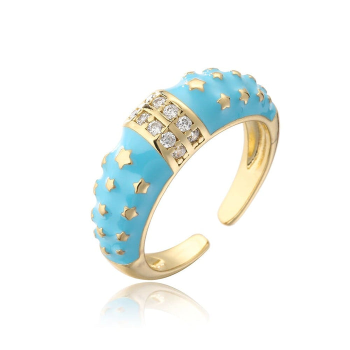 Chic Star Finger Rings With Shiny Cubic Zirconia Romantic