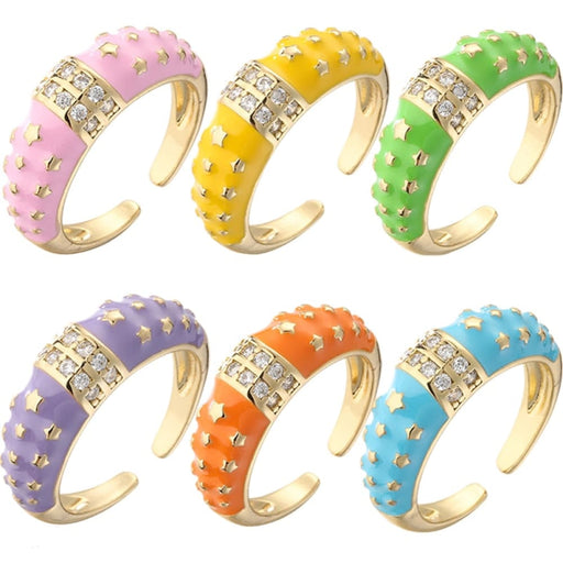Chic Star Finger Rings With Shiny Cubic Zirconia Romantic