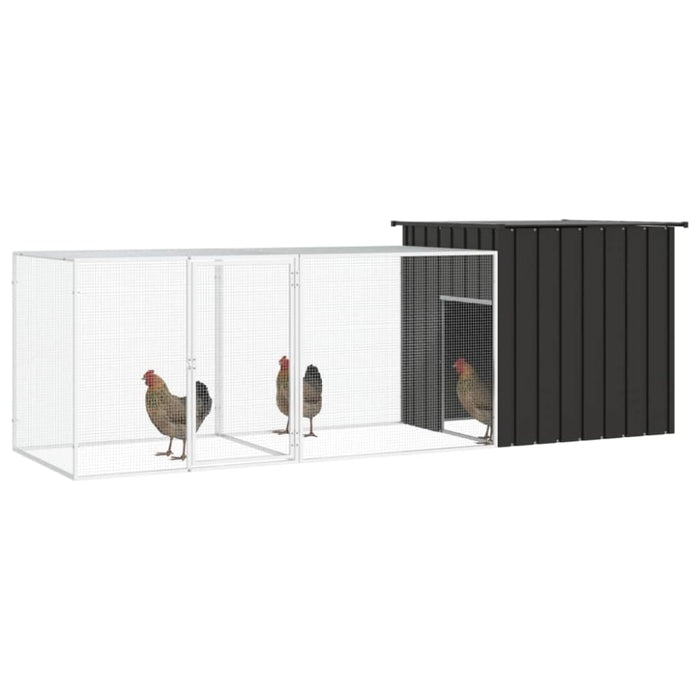 Chicken Cage Anthracite 300x91x100 Cm Galvanised Steel