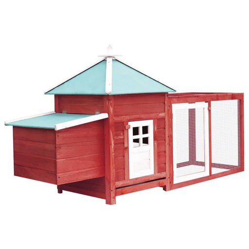 Chicken Coop with Nest Box Red Solid Firwood Oibknt