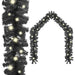 Christmas Garland with Led Lights 20 m Black Txkoko
