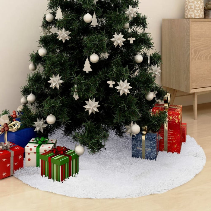 Christmas Tree Skirt White 122 Cm Faux Fur Ttbxib