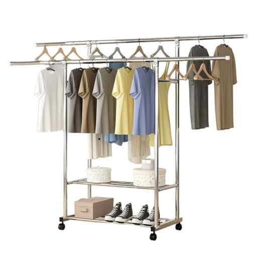 Clothes Rack Stainless Steel Two Rail