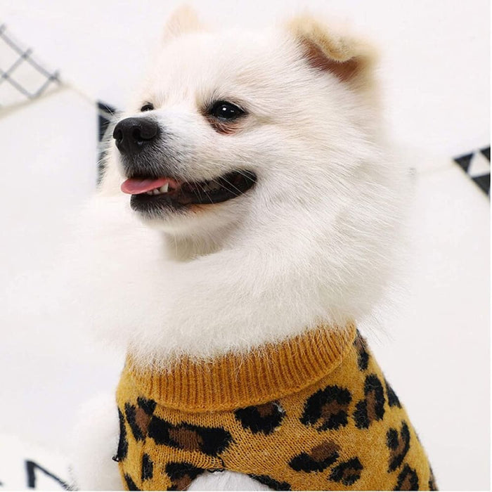 Comfortable Warm Turtleneck Knitwear Leopard Pattern