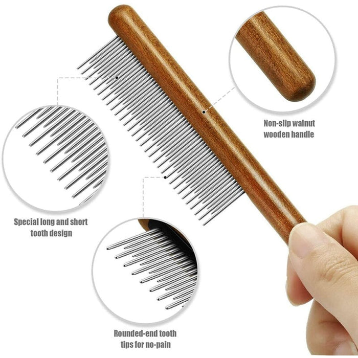 Comfortable Wooden Handle Dog Comb for Removing Matted