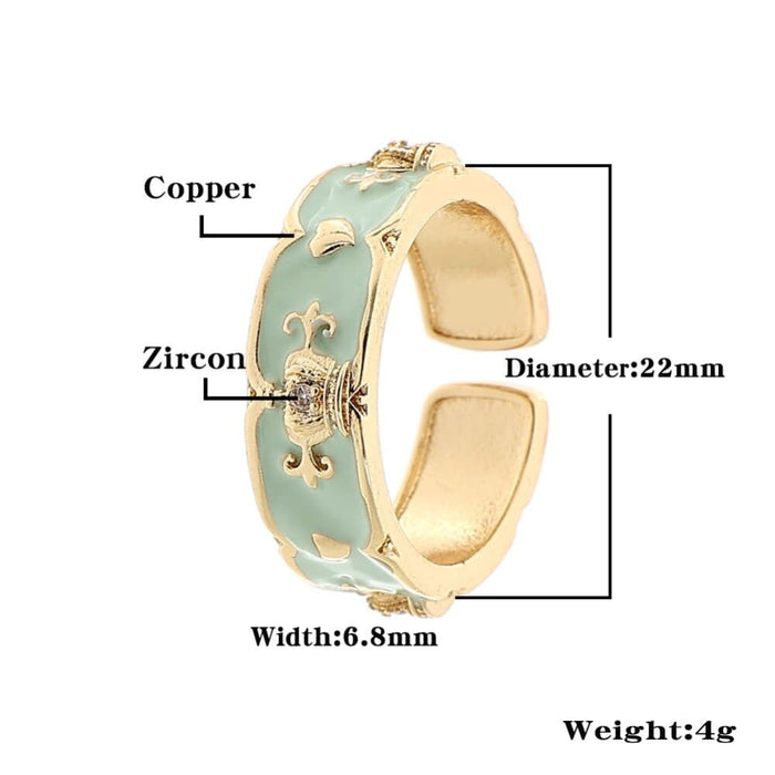 Copper Gold Plate Heart Shape Adjustable Finger Rings