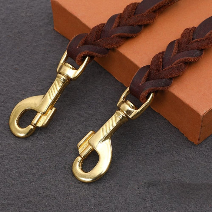 Copper Hook with Braided Real Leather Leash