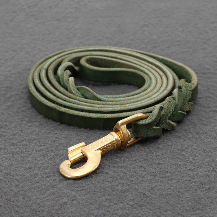 Copper Hook with Braided Real Leather Leash